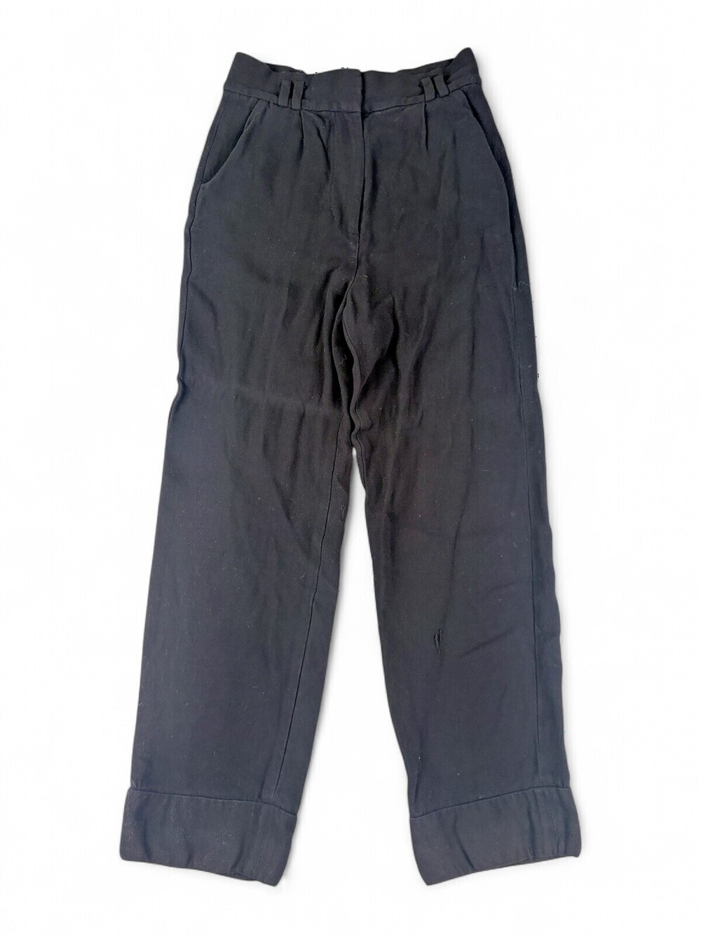 & Other Stories Black Cuffed Tailored Trousers Womens Size 2 Tapered Pleated